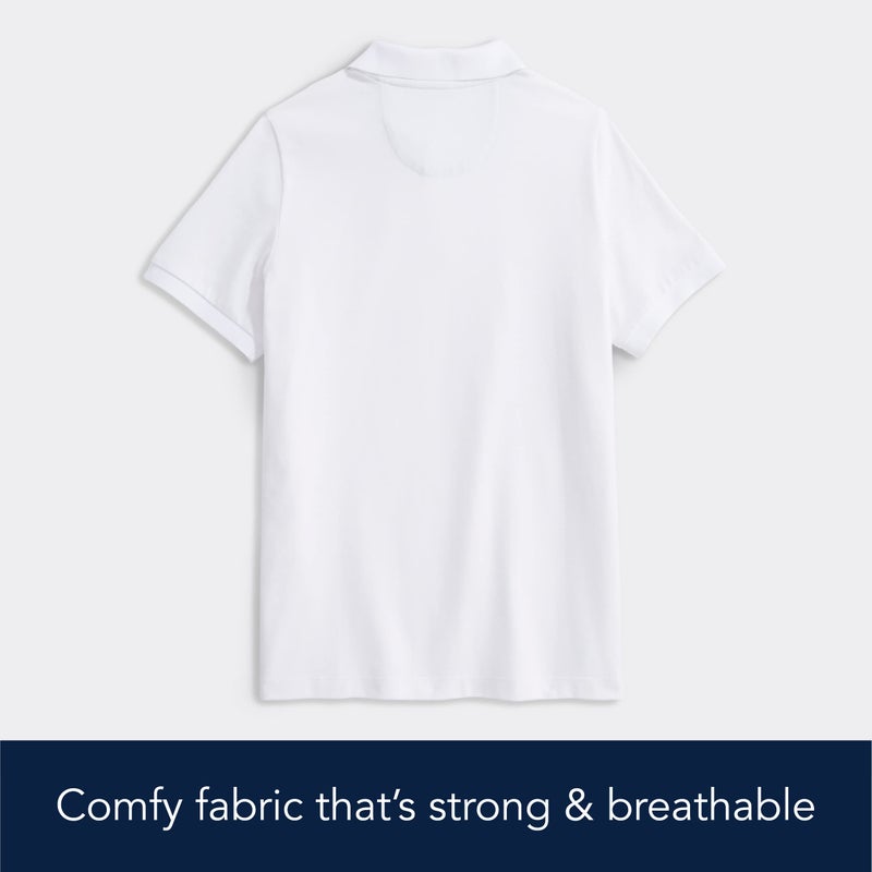 vineyard vines Kidsâ€™ Pique Polo Shirt, Vineyard Navy, White Cap, Medium - Image 4